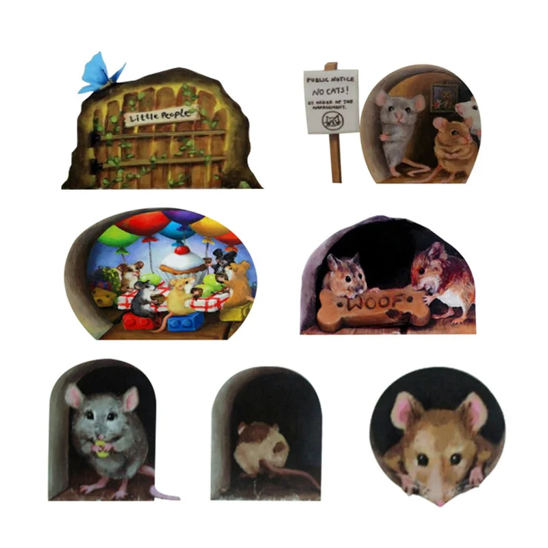

Funny Mouse Hole Wall Stickers Kitchen Bedroom Baseboard Animal Wall Art Mural Decal Self-adhesive Wallpaper Home Decoration
