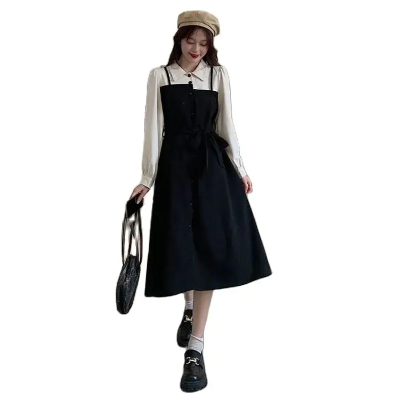 

Fashion Plus Size Fake Two Summer Dresses Woman 2022 New Waist And Slim Mid-Length Dress Retro Elegant Dresses For Women