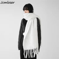 2022 new winter scarf women cashmere warm pashmina solid foulard female scarves thick soft bufanda big tassels shawl long stole