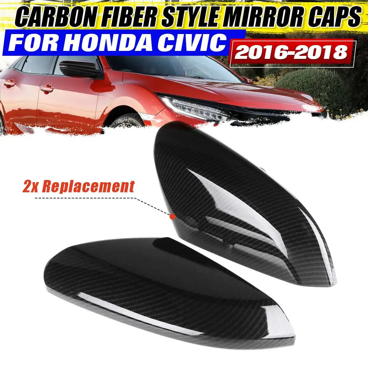 

2 шт., задние крышки из углеродного волокна для Honda Civic 2016-2018