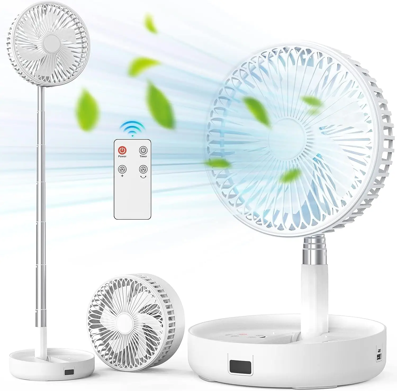 

9''Portable Oscillating Fan for Travel, 10000mAH Rechargeable Desktop Folding Standing Fan with Remote Control, Adjustab