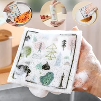 135pcs kitchen dish cloth cartoon wood pulp cotton sponge cleaning towel double sided scouring pad oil absorbing kitchen wipe