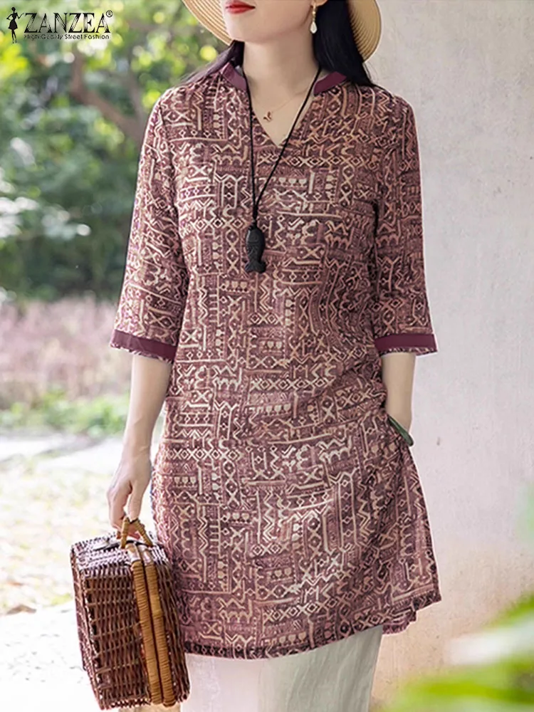 Элегантный праздничный сарафан ZANZEA до колена модное женское платье с принтом