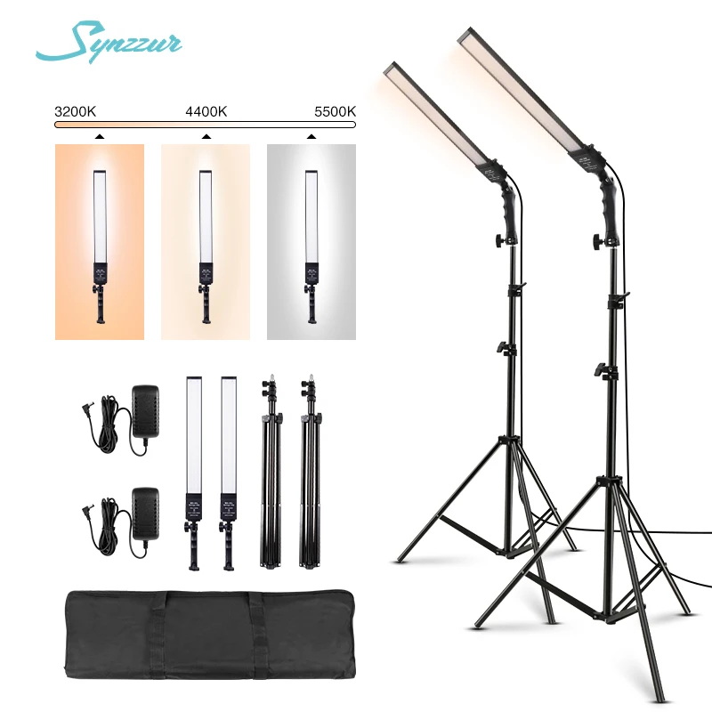 Synzzur-Kit de iluminación de fotografía regulable, luz LED de relleno de vídeo, lámpara de estudio de maquillaje para iluminación de fotos de Youtube, 2 uds.