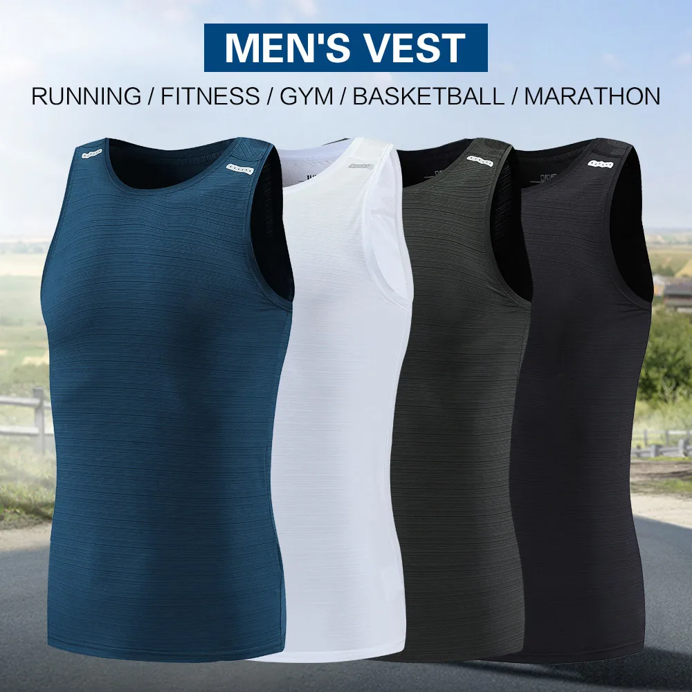 2022 Summer Men's Vest Breathable Sweat Sleeveless Shirts Sports Vest Quick Dry Fitness Tank Top Polyester Bodybuilding Shirts