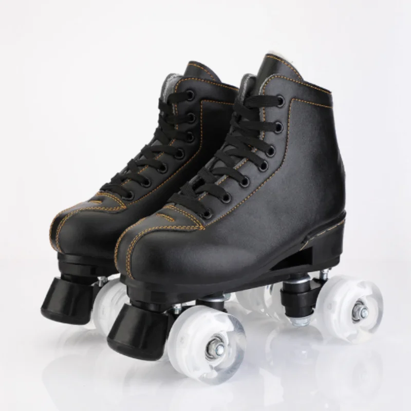 2022 new black skates adult double row four-wheeled ice shoes men and children beginner skating ice rink