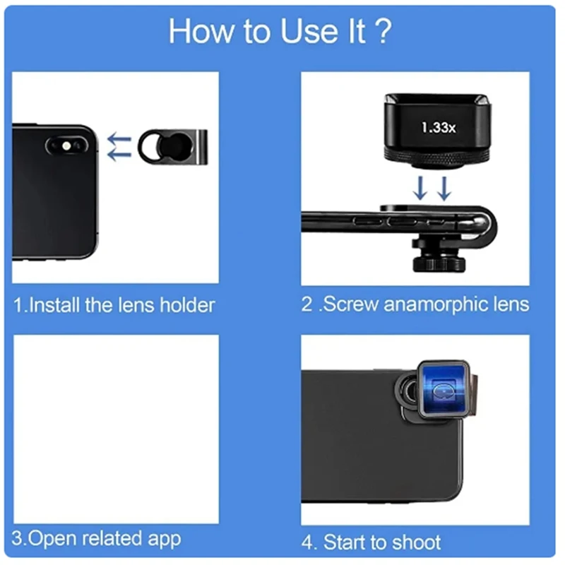 Черный 1 33x анаморфный объектив для видеосъемки камеры телефона фото-и