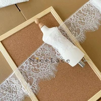 3meterlot eyelashes lace trim flower off white black lace fabric diy clothes accessories 13cm width for bride wedding dresses