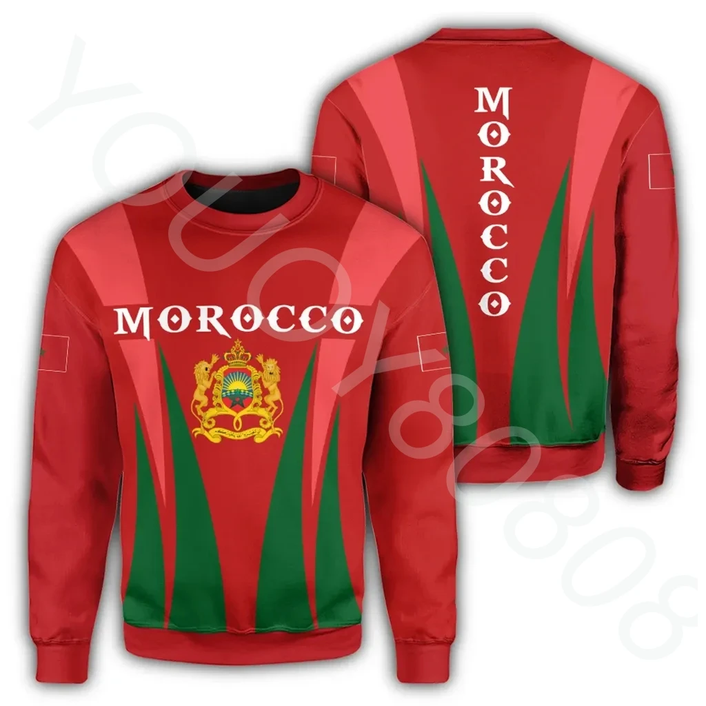 New Fall Winter African Men's Casual Loose Hoodie Printed Moroccan Sweatshirt Apex Style Crew Neck Sweatshirt