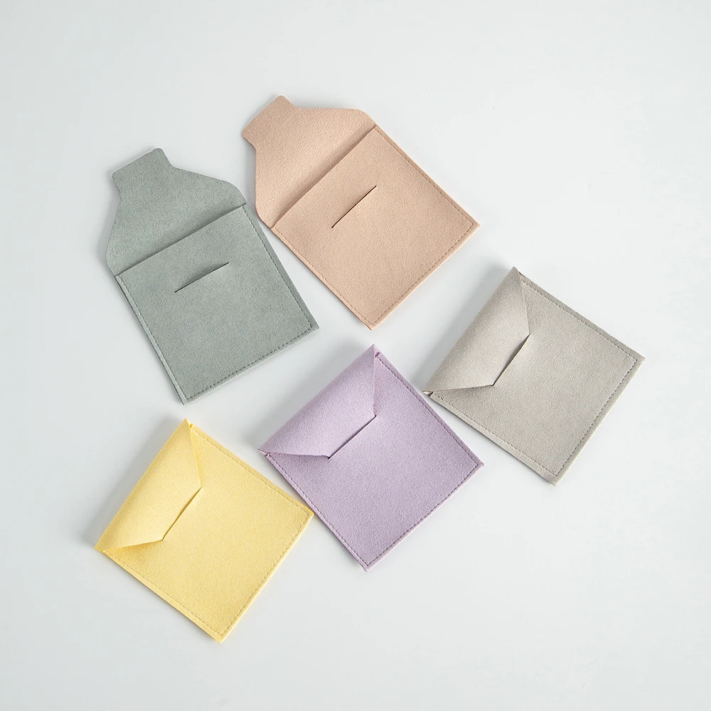 50Pcs/Lot Microfiber Envelope Jewelry Bag Wedding Jewellery Organizer Soap Candy USB Disk Gift Storage Case No Logo Plain Pouch