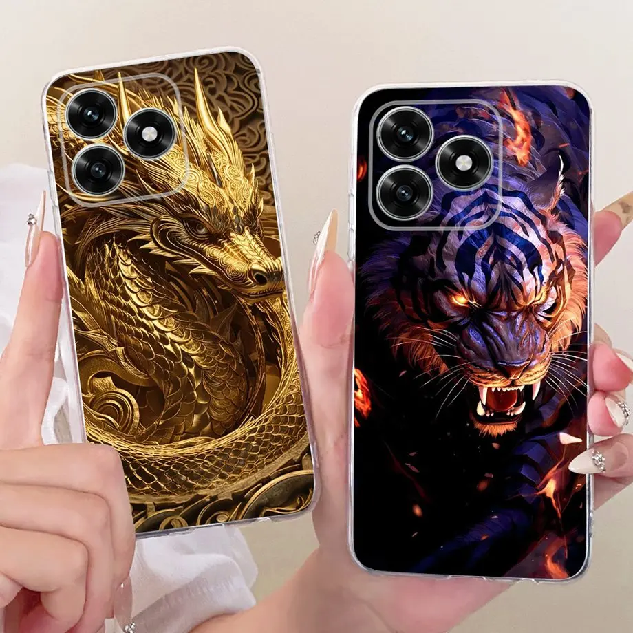 Фото Чехол Phoen с милым мультяшным китайским драконом для Honor X5C Plus 4G Funda, мягкий силиконовый прозрачный бампер на HonorX5C X 5C X5C+ №2