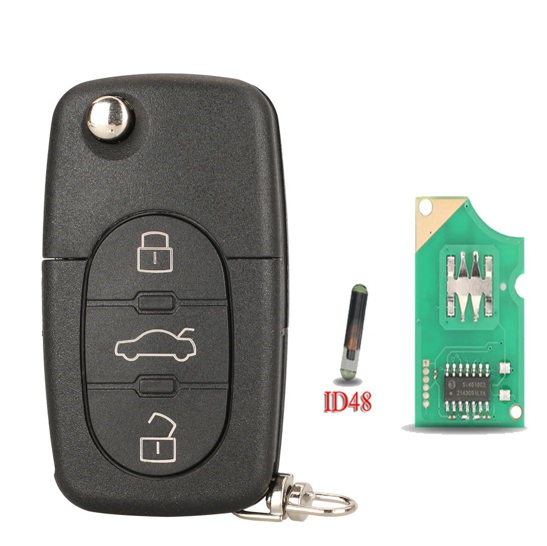 

jingyuqin 315/433 МГц с чипом ID48 откидной дистанционный ключ для Audi A2 A3 A4 A6 A8 TT 4D 0837231 Неразрезанное лезвие HU66 E/K/A/R