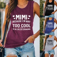 summer new womens mimibecause sleeveless retro round neck letter printing sexy casual vest t shirt top