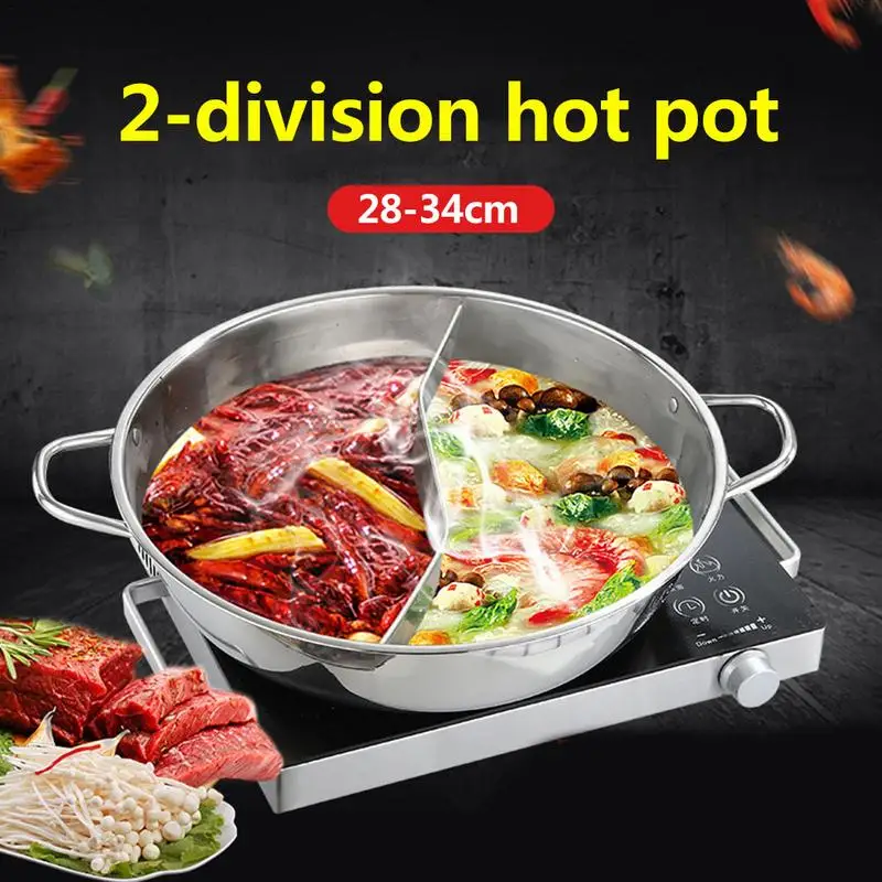 

Double Flavor Pot Stainless Steel Shabu Pot Shabu Hot Pot With Divider For Induction Cooker Kitchen Cooker Mandarin Duck Pot For