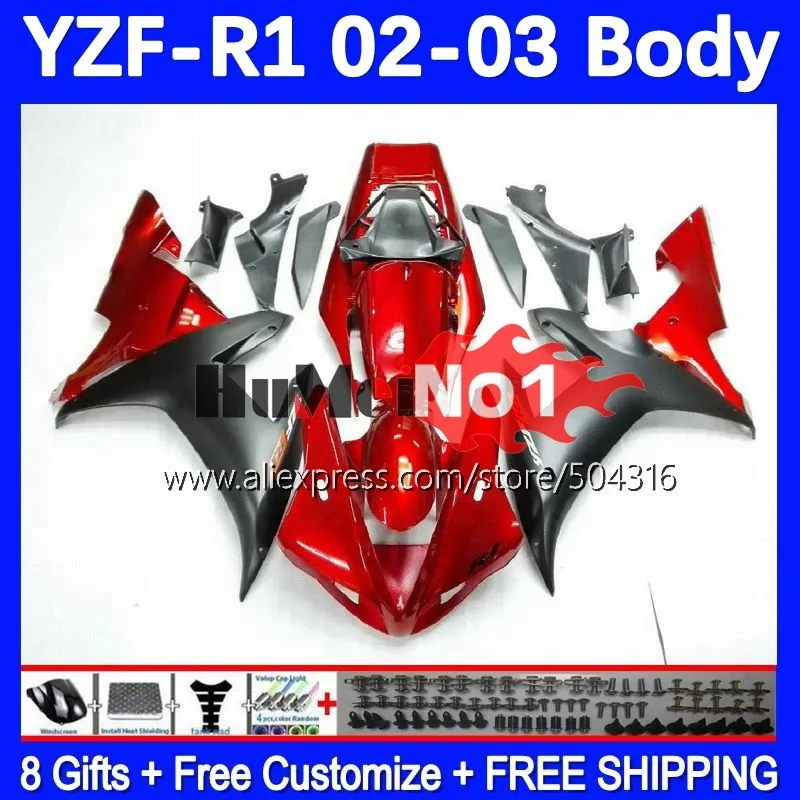

OEM Bodys For YAMAHA glossy red YZF 1000 CC R1 R 1 YZF-R1 YZFR1 02 03 162MC.7 YZF1000 1000CC 02-03 YZF-1000 2002 2003 Fairing