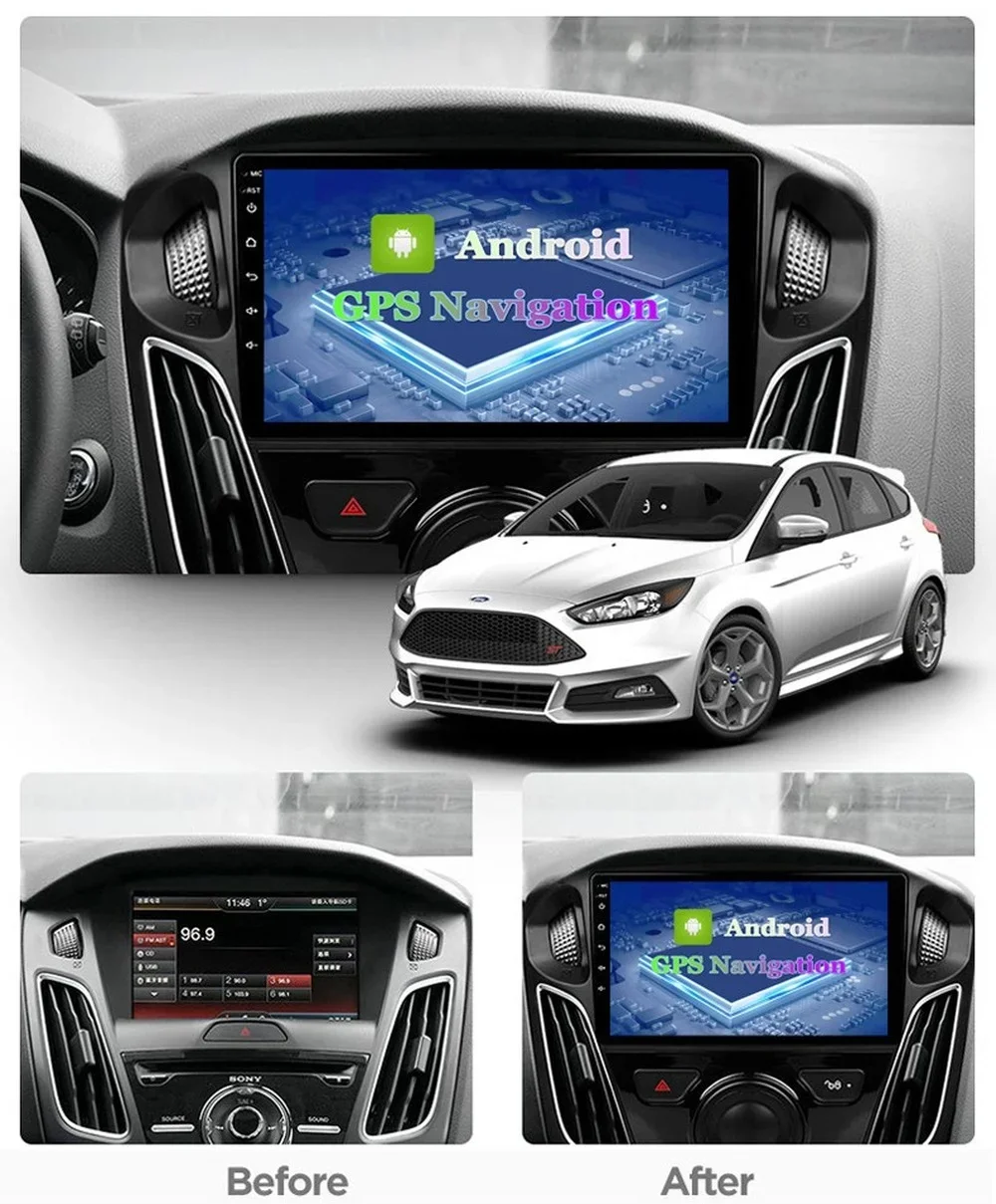 Автомобильная GPS-навигация Android 11 для FORD FOCUS 2012-2015 автомобильная стереосистема с