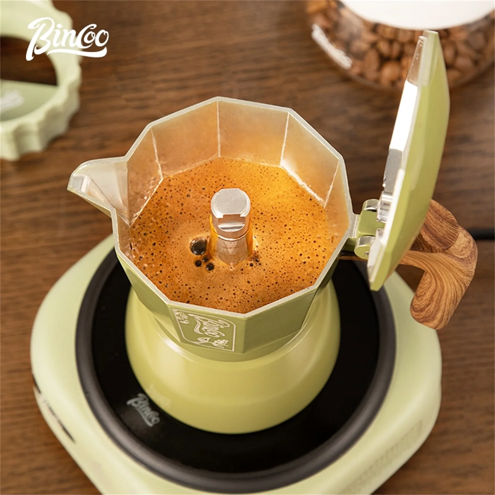 Фото Набор кофейников Bincoo Premium Moka, 6 вариантов цвета, система двойного клапана, компактная итальянская кофеварка для заваривания плиты №4