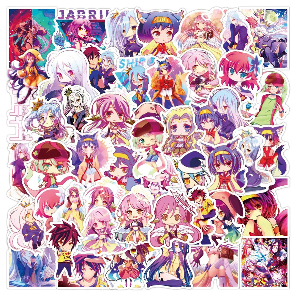

10/30/50PCS NO GAME NO LIFE Fiction Stickers DIY Diary Phone Laptop Luggage Skateboard Graffiti Decals Fun for Kid Toys Gift