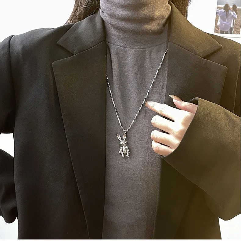 

Punk Rabbit Titanium Steel Necklace For Man Woman Long Sweater Chain Women Simple 2022 New Fashion Jewelry Dropshipping