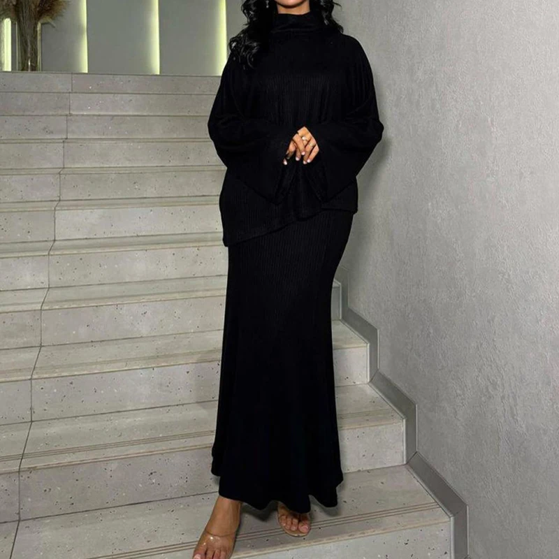 Осенне-зимняя вязаная полуюбка комплект из 2 предметов новый однотонный свитер с