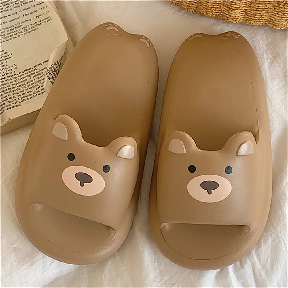 Summer Slipper for Female 2023 New Cute Bear Breathable Outdoor Ladies Home Slipper Womens Kawaii Cartoon Flip Flops Slippers