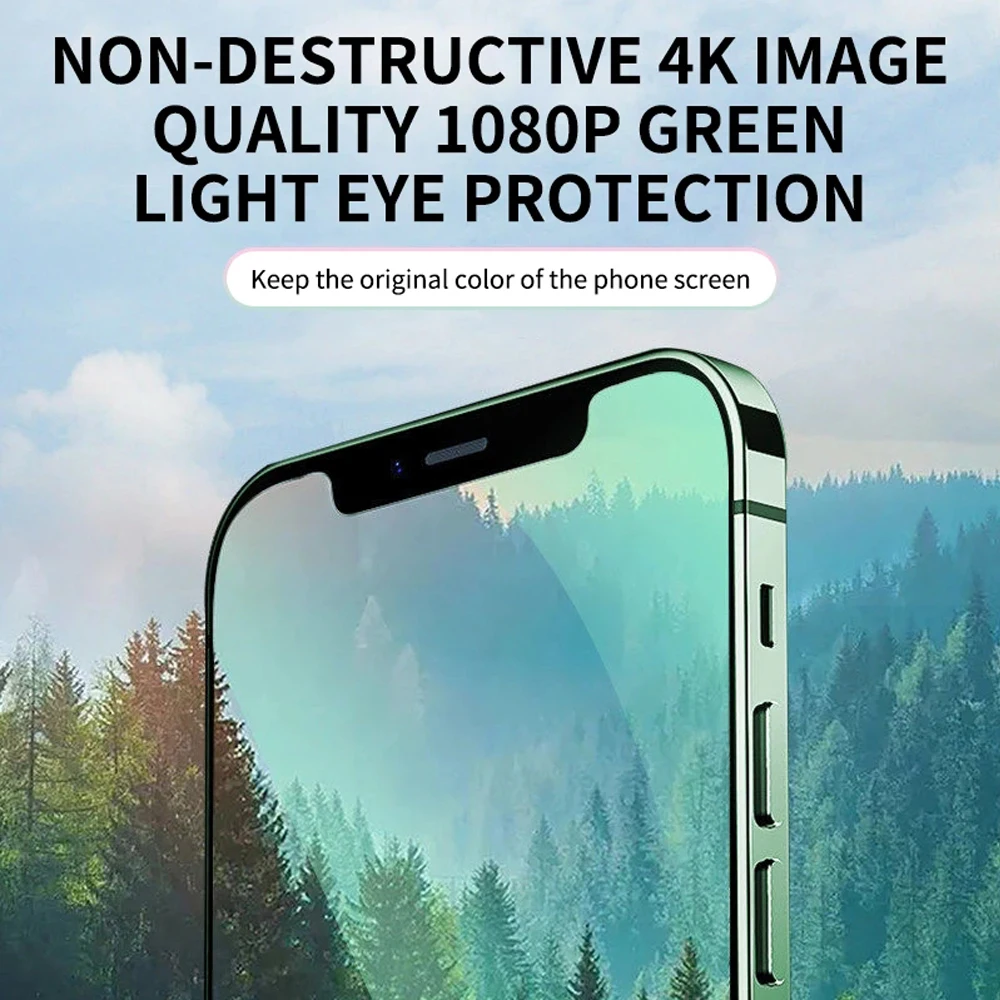 Защитная пленка 9H Green Eye для iphone 14 pro 13 12 SE 2022 11 8 7 X XS max XR 6 6S plus mini 4 шт. закаленное