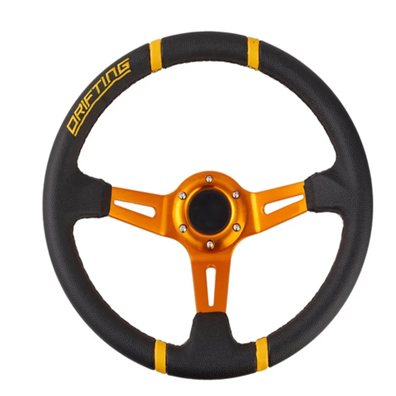 

JDM 350MM Universal 6 Holes PVC Leather Drifting Racing Steering Wheel 14inch Sport Car Steering Wheel With Logo For VW HONDA