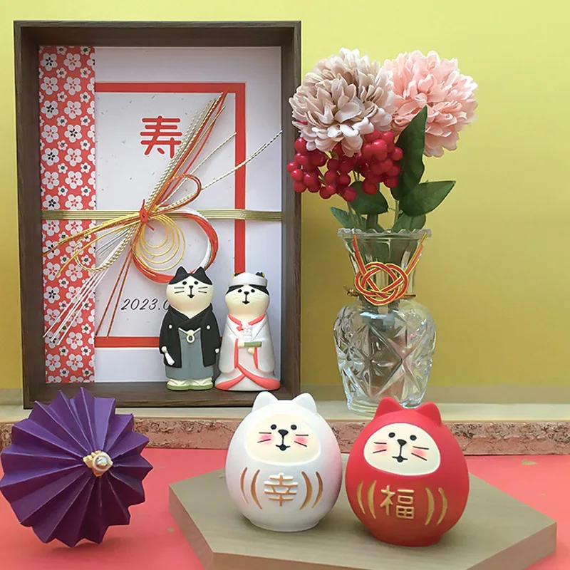 Японские Мультяшные миниатюрные фигурки милый кот жених невеста дизайнерская