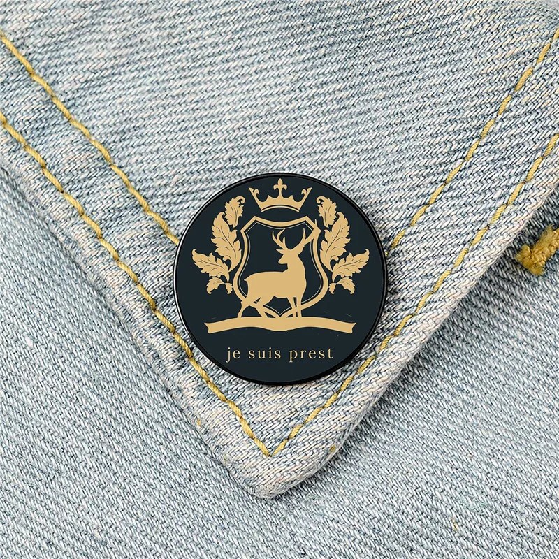 

Je Suis Prest Outlander Pin Custom Funny Brooches Shirt Lapel Bag Cute Badge Cartoon Cute Jewelry Gift for Lover Girl Friends