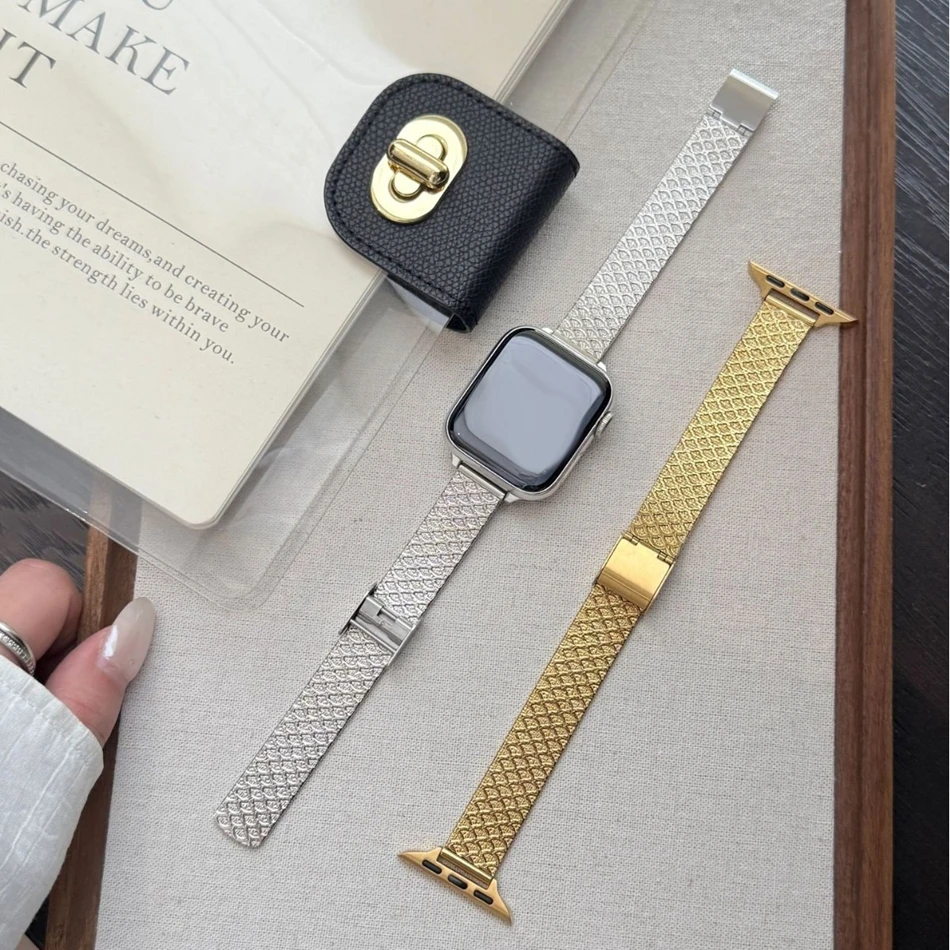 Металлический браслет из нержавеющей стали с рыбьей чешуей для Apple Watch Series 1110987Ultra iWatch, ремешок 4946454442414038 мм (art.: 3920d44547629) - 3920d44547629