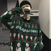christmas snowman sweater men and women the same fashion brand ins retro new year atmosphere loose crew neck pullover