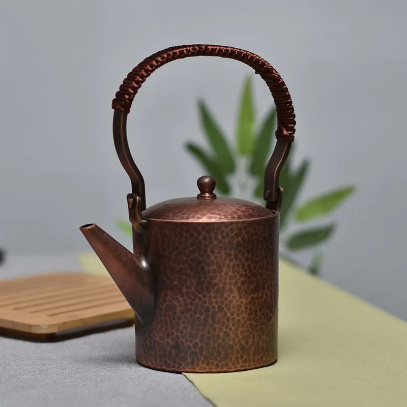 Large Capacity Kettle Handmade Hot Water Kettle Copper Side Handle Tea Teapot Set Japanese Vintage Kung Fu Tea Tableware Gift