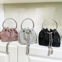 female bling crystal diamonds dinner party wedding purses and handbag luxury designer fashion bucket rhinestone mini tote bag