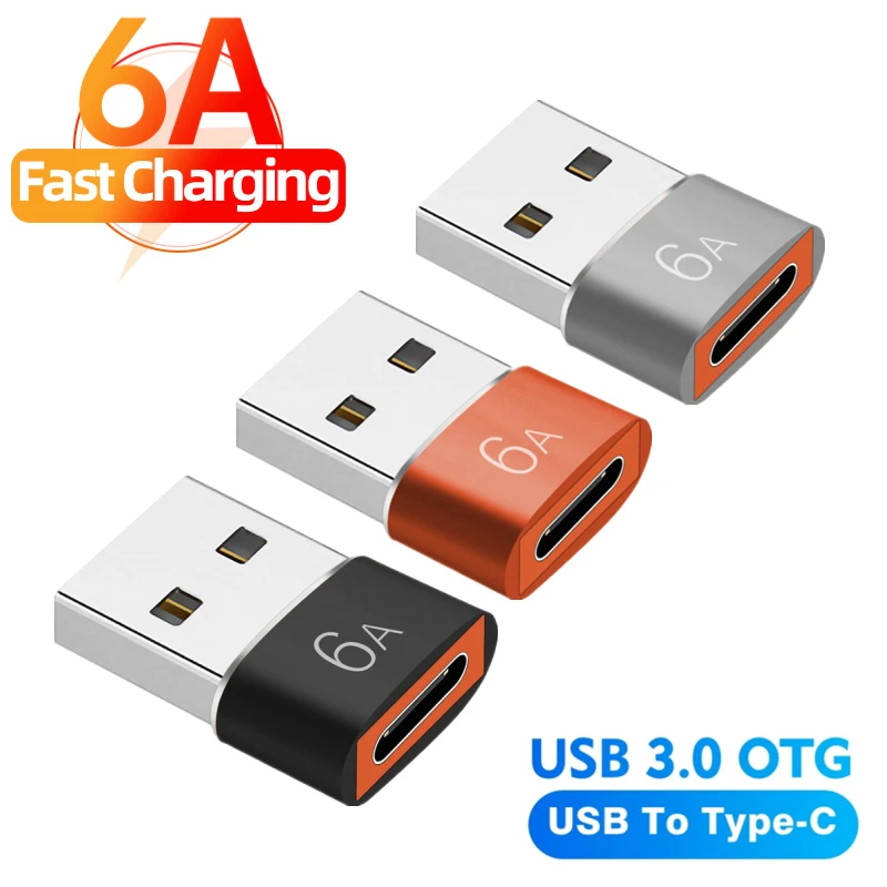 6A Type C Female To USB A Male OTG Adapter USB-C Converter For Macbook Xiaomi Samsung Oneplus Realme Cable Connector Adaptor