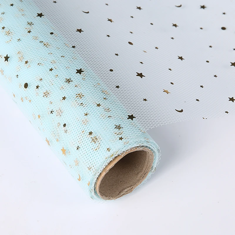 

50cm*5yards/roll Fantasy Sequins Star Moon Lace Mesh Flower Gift Wrapping DIY Scrapbook Craft Paper Florists Supplies Decorativ