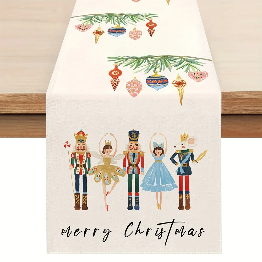 

Льняная дорожка для стола Merry Christmas Nutcracker