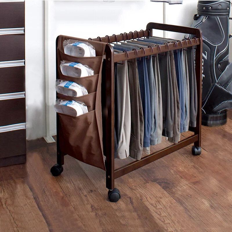 

Household Convenient Hangers For Clothes Telescopic Design Clothesline Socks Mobile Pulley Pants Rack Multi-layer Drying Rack