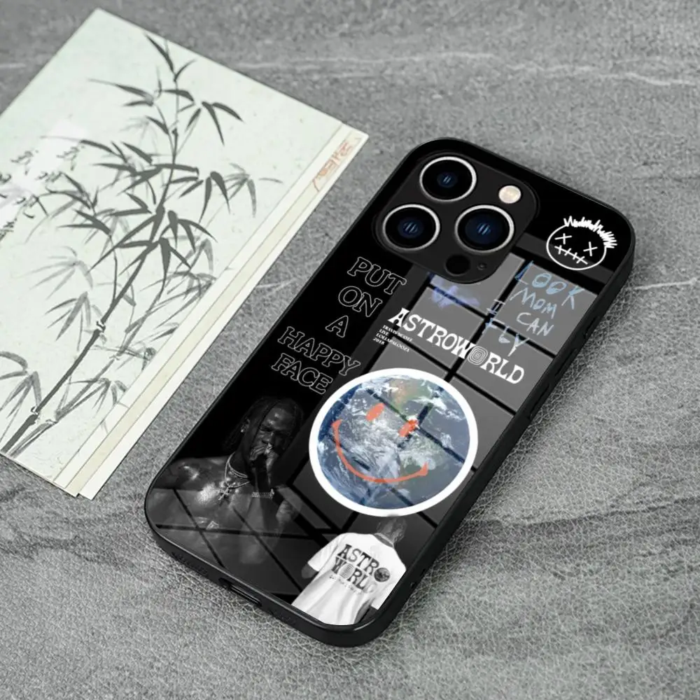Фото Чехол для телефона Hiphop C-Cactus J-Jack Travis Scott для iPhone 17 16 Pro Max 15 14 Pro 11 12 13 Plus Mini, Samsung Galaxy S26, стеклянный чехол №1