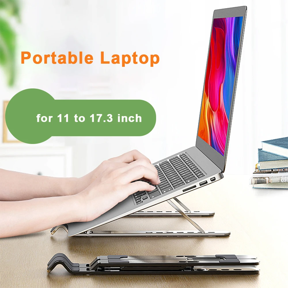

Подставка для ноутбука с 9 уровнями наклона, переносная подставка для ноутбука от 11 до 17,3 дюймов из алюминиевого сплава, охлаждающая подстав...