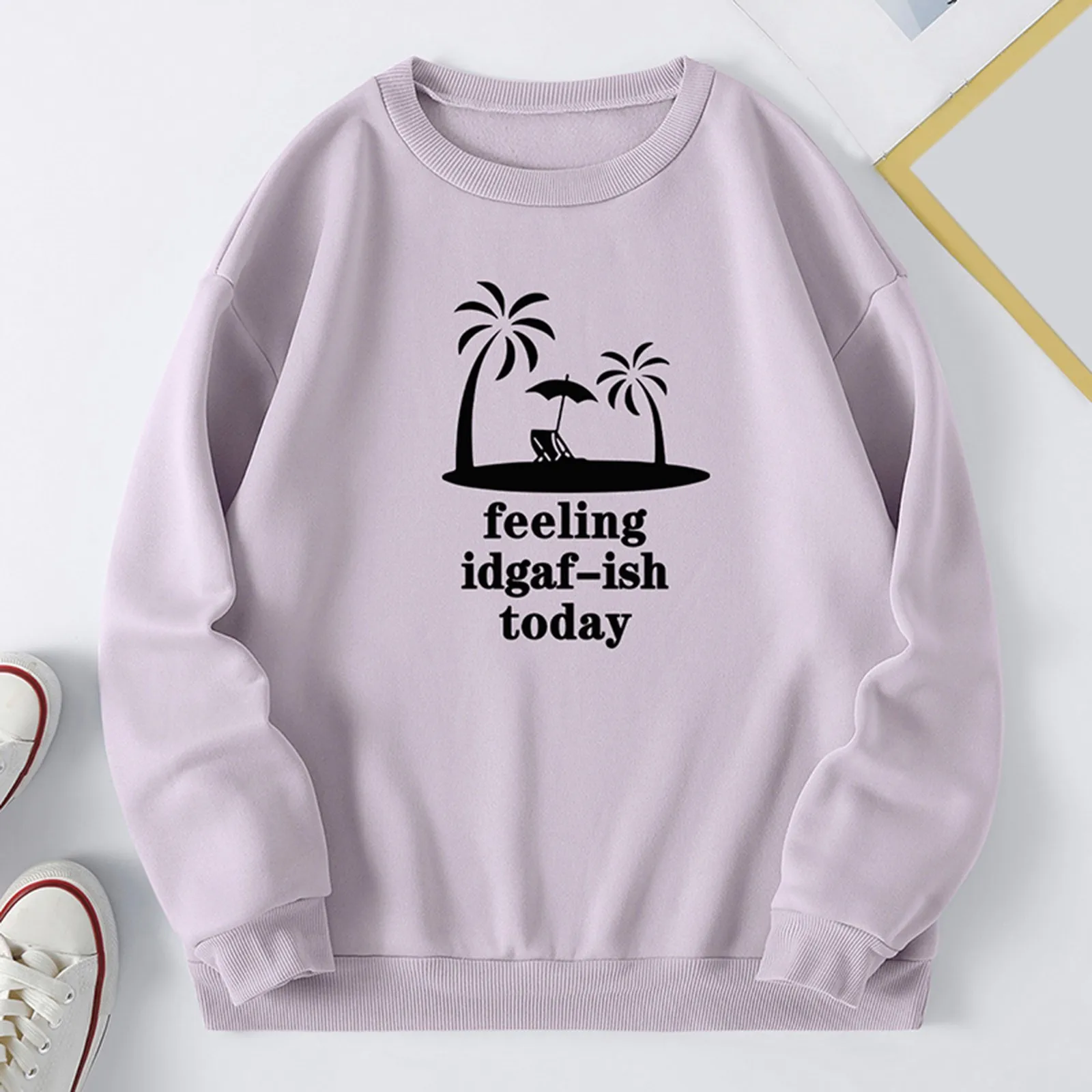 

Womens Autumn Winter Round Neck Letter Print Fleece Loose Fit Sweater Womens Thin Hoodies