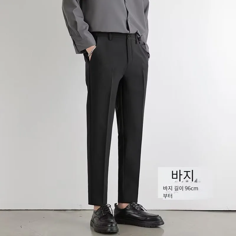 

Men's 9 Pants Feeling Completed With Muziness Light Slacks Spacious straight Pants Casual For Spring and Autumn Seasons earl suit