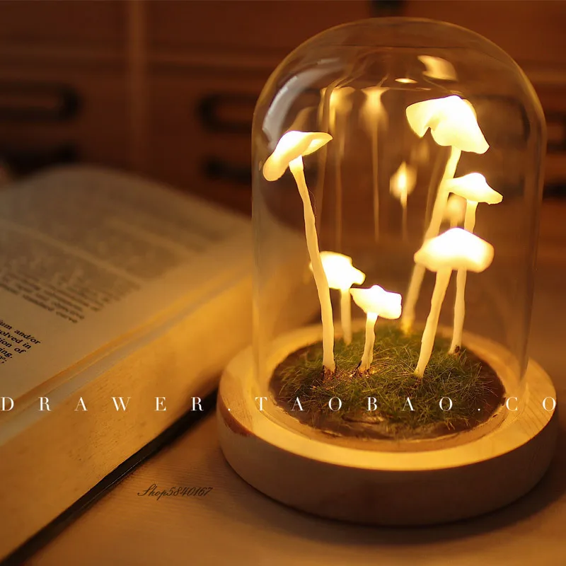 Handmade Diy Material Package Night Light Original Retro Mushroom Led Night Lamp Decoration Battery Christmas Gifts AAA