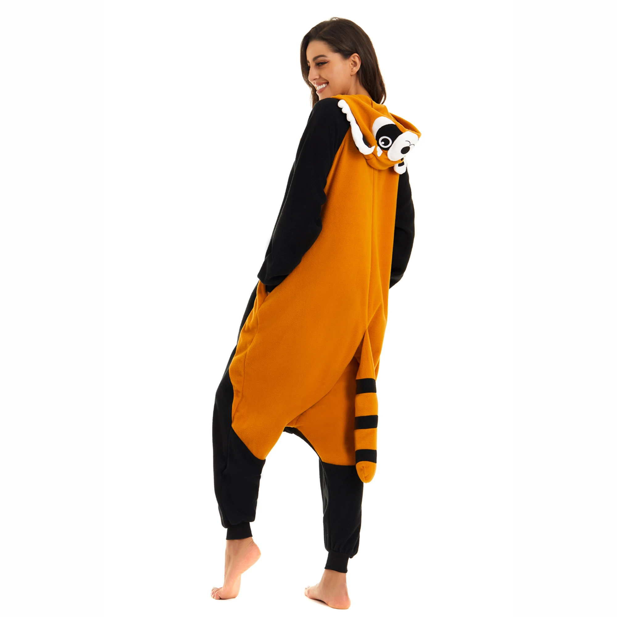 Пижама в виде Красной панды для взрослых зимняя мягкая Домашняя одежда унисекс