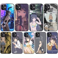 sakurajima mai anime black matte phone case for iphone 13 11 12 pro max mini 7 8 6 plus xr x xs se phone cover