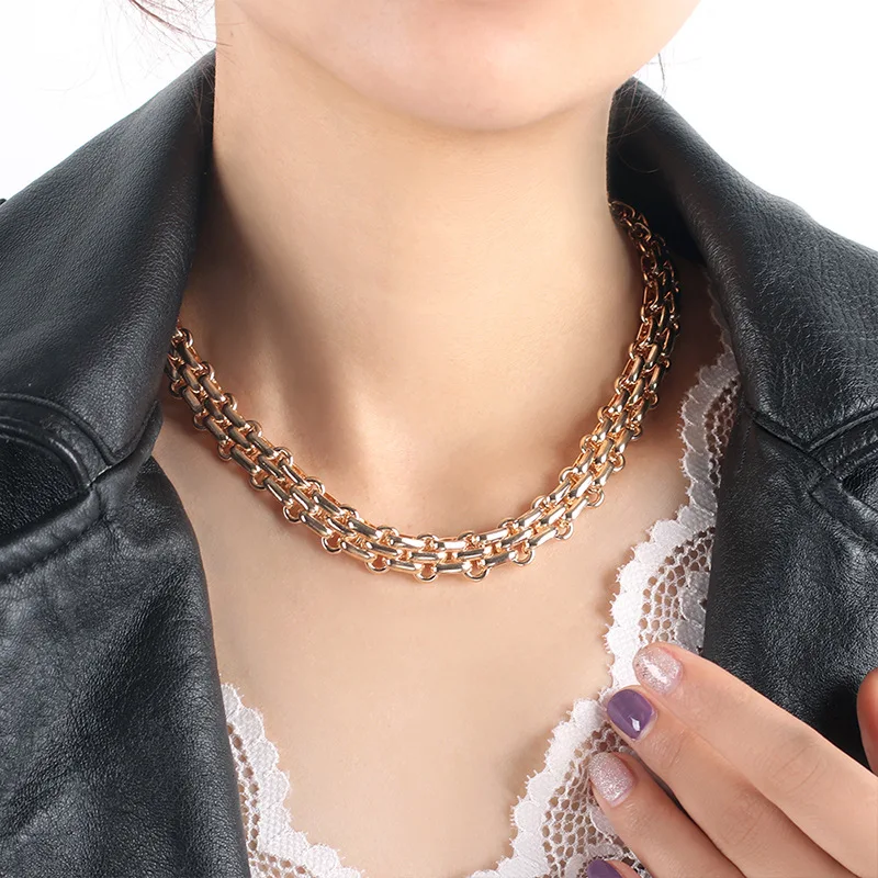 

Paperclip Chain Toggle Clasp Golden Hip Hop Necklaces Multilayered Thick Linked Choker Necklaces Bracelet Sets Combination