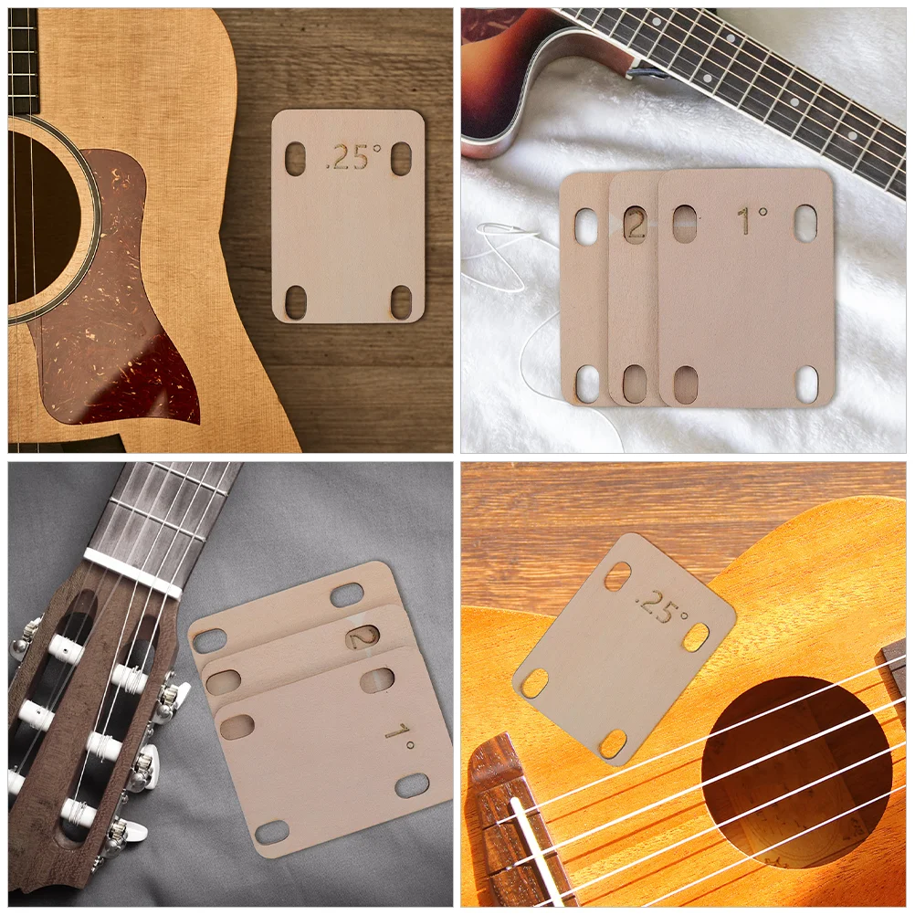 3 Pcs Guitar Spacers Wooden Neck Shims Accessories Flat Adjusting Washer Electric