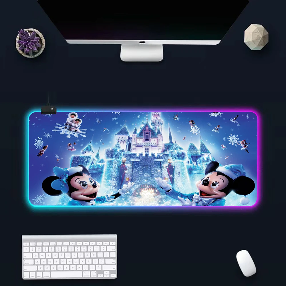 

Cute Mickey Minnie Mouse RGB Pc Gamer Keyboard Mouse Pad Mousepad LED Glowing Mouse Mats Rubber Gaming Computer Mausepad