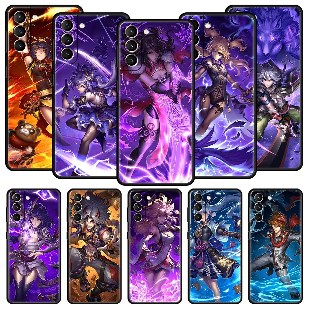 

Genshin Impact Game Art Phone Case For Samsung Galaxy S22 S20 FE S10 Plus S21 Ultra 5G S10E S9 S8 Note 10 Lite 20 Soft TPU Cover