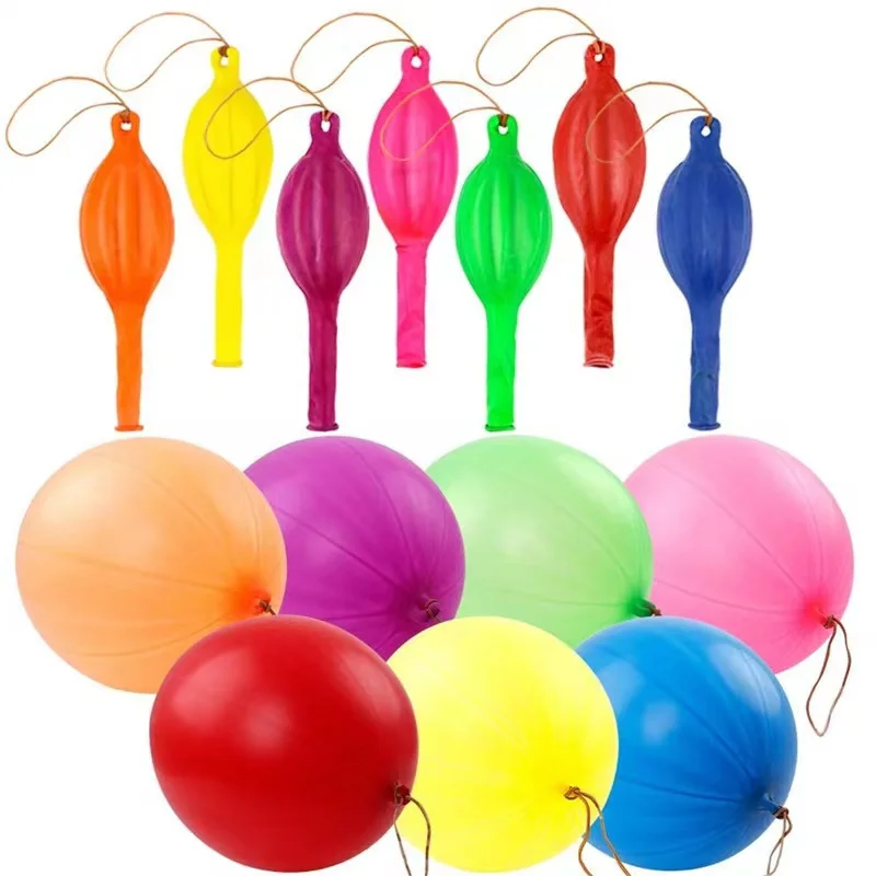 

4g 50pcs Colorful Punch Balloons With Rubber Band Shake Clap Fitness Balloon Kids Toys Happy Birthday Party Decor Supplies Balls