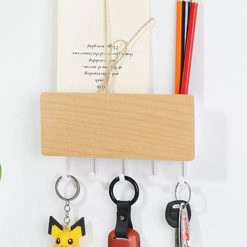 

NEW2023 Hooks Home Key Wooden Wall Hook Storage Rack Wooden Hanger Home Decorative Vintage Hallway Room Space Saving Bedroom Rac